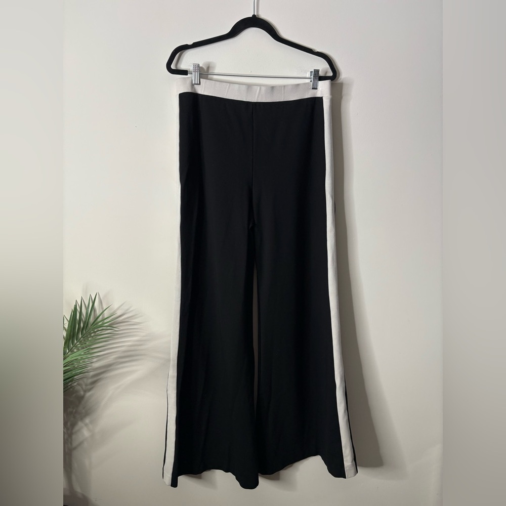 STAUD Black Track Flare Joggers with White Side Stripe - Picture 2 of 6